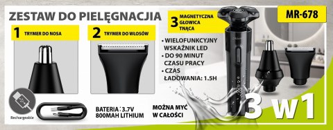 Zestaw do golenia 3w1 USB MAESTRO MR-678 Zestaw do golenia 3w1 USB MAESTRO MR-678