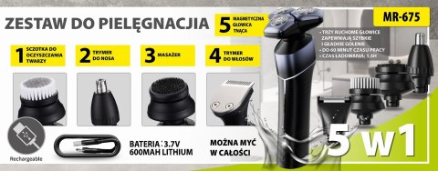 Zestaw do golenia 5w1 USB MAESTRO MR-675 Zestaw do golenia 5w1 USB MAESTRO MR-675