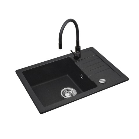 Czarny zestaw zlew z baterią giętką - Zlewozmywak MAIDSINKS BALI (62x44) 1B1D czarny + Bateria Flessi Black Edition Czarny zestaw zlew z baterią giętką - Zlewozmywak MAIDSINKS BALI (62x44) 1B1D czarny + Bateria Flessi Black Edition