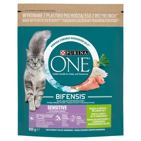 PURINA One Bifensis Adult Sensitive Bogata w Indyka i Ryż - sucha karma dla kota - 800 g (WYPRZEDAŻ) PURINA One Bifensis Adult Sensitive Bogata w Indyka i Ryż - sucha karma dla kota - 800 g (WYPRZEDAŻ)