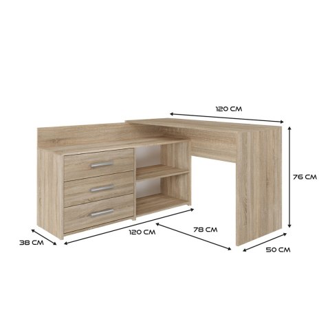 Biurko narożne + komoda DANY 120x50xH76 sonoma Biurko narożne + komoda DANY 120x50xH76 sonoma