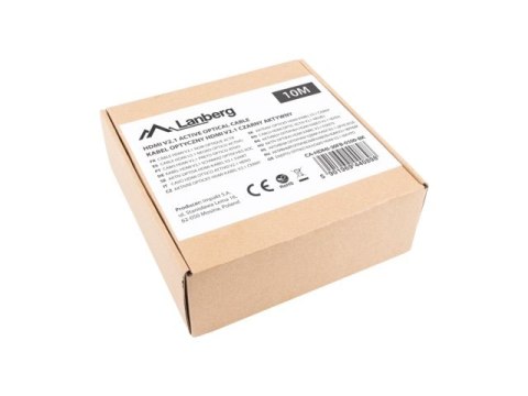 LANBERG KABEL HDMI LANBERG KABEL HDMI M/M V2.1 10M OPTYCZNY AOC CZARNY CA-HDMI-30FB-0100-BK LANBERG KABEL HDMI LANBERG KABEL HDMI M/M V2.1 10M OPTYCZNY AOC CZARNY CA-HDMI-30FB-0100-BK