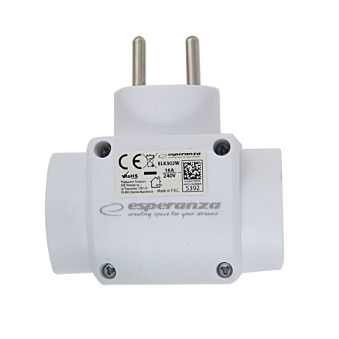 ESPERANZA ROZGAŁĘŹNIK ELEKTRYCZNY 3 GNIAZDA BIAŁY ELK302W ESPERANZA ROZGAŁĘŹNIK ELEKTRYCZNY 3 GNIAZDA BIAŁY ELK302W