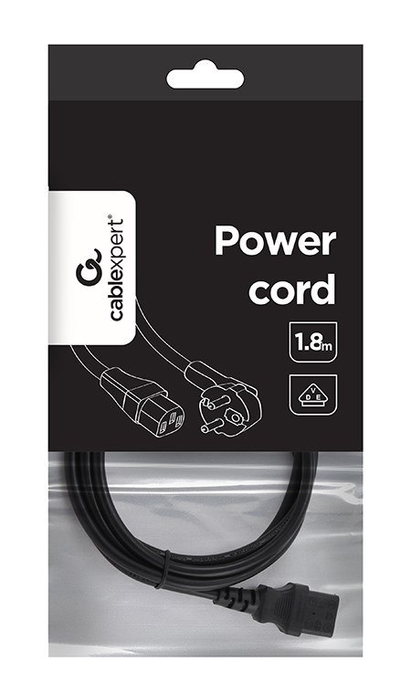 Kabel GEMBIRD PC-186-VDE (C13 / IEC C13 / IEC 320 C13 - Schuko ; 1,8m; kolor czarny) Kabel GEMBIRD PC-186-VDE (C13 / IEC C13 / IEC 320 C13 - Schuko ; 1,8m; kolor czarny)