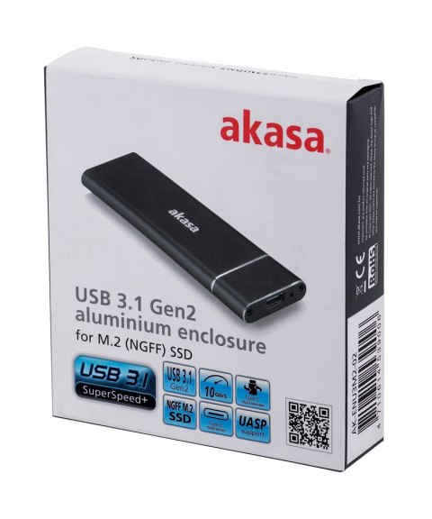 Akasa AK-ENU3M2-02 obudowa do dysków twardych Obudowa SSD Czarny M.2