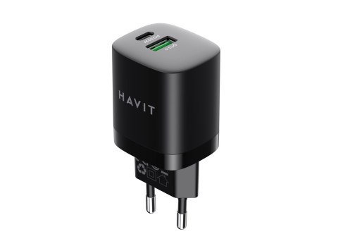 Ładowarka Havit USB-A+USB-C UC30 EU (czarny) Ładowarka Havit USB-A+USB-C UC30 EU (czarny)