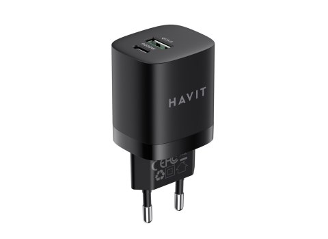Ładowarka Havit USB-A+USB-C UC30 EU (czarny) Ładowarka Havit USB-A+USB-C UC30 EU (czarny)