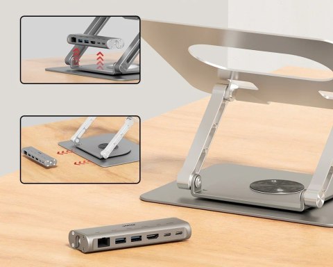UNITEK PODSTAWKA POD LAPTOP + HUB USB-C, HDMI 1.4, 4K, PD 100W UNITEK PODSTAWKA POD LAPTOP + HUB USB-C, HDMI 1.4, 4K, PD 100W