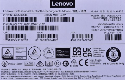 Profesjonalna Mysz Lenovo z Bluetooth i akumulatorem 4Y51J62544 Profesjonalna Mysz Lenovo z Bluetooth i akumulatorem 4Y51J62544