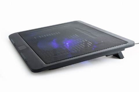 GEMBIRD PODSTAWKA CHŁODZĄCA POD NOTEBOOKA 15" 1X WENTYLATOR 12CM, PODŚWIETLENIE LED, NBS-1F15-04