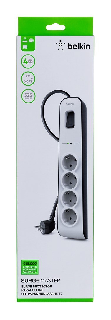 BELKIN LISTWA ZASILAJACA 525J, 4X SCHUKO, 2M, BIAŁA BELKIN LISTWA ZASILAJACA 525J, 4X SCHUKO, 2M, BIAŁA