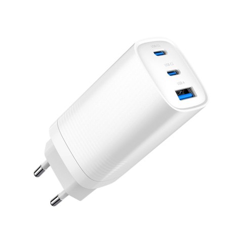GEMBIRD SZYBKA ŁADOWARKA USB POWER DELIVERY USB TYPU C, 3X USB, 65 W, GAN BIAŁA GEMBIRD SZYBKA ŁADOWARKA USB POWER DELIVERY USB TYPU C, 3X USB, 65 W, GAN BIAŁA