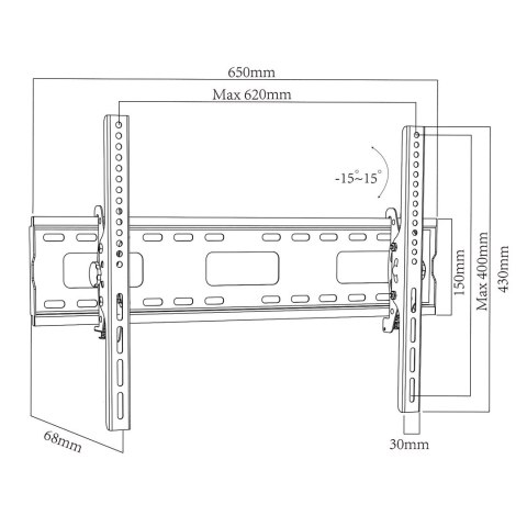 MACLEAN UCHWYT DO TV MAX VESA 600X400, 32-90", 80KG, REG. ODCHYLENIA +15°~-15° MC-421 MACLEAN UCHWYT DO TV MAX VESA 600X400, 32-90", 80KG, REG. ODCHYLENIA +15°~-15° MC-421