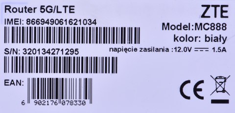 Router ZTE MC888 5G stacjonarny (WYPRZEDAŻ) Router ZTE MC888 5G stacjonarny (WYPRZEDAŻ)