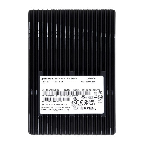 Dysk SSD Micron 7450 PRO 15.36TB U.3 (15mm) NVMe Gen4 MTFDKCC15T3TFR-1BC1ZABYYR (DWPD 1) Dysk SSD Micron 7450 PRO 15.36TB U.3 (15mm) NVMe Gen4 MTFDKCC15T3TFR-1BC1ZABYYR (DWPD 1)