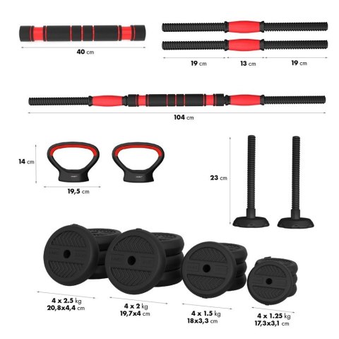 Zestaw ciężarów 6w1 HMS SGN130 (sztanga, sztangielki i kettlebell) 30kg (WYPRZEDAŻ) Zestaw ciężarów 6w1 HMS SGN130 (sztanga, sztangielki i kettlebell) 30kg (WYPRZEDAŻ)
