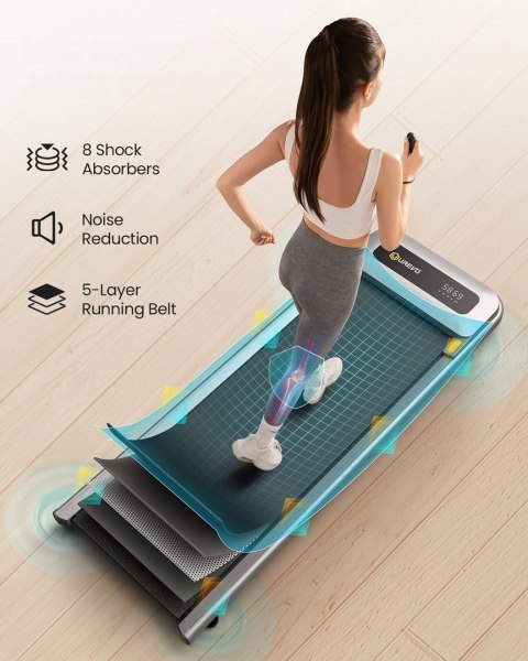 Bieżnia Urevo U1 Smart Walkingpad + Biurko regulowane elektrycznie TUCKANO czarny/orzech