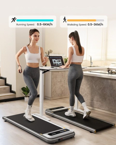 Bieżnia Urevo U1 Smart Walkingpad + Biurko regulowane elektrycznie TUCKANO czarny/orzech
