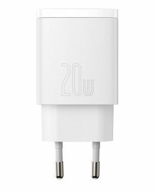 BASEUS ŁADOWARKA SIECIOWA USB, USB-C (BIAŁA) BASEUS ŁADOWARKA SIECIOWA USB, USB-C (BIAŁA)
