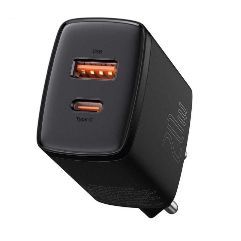 BASEUS ŁADOWARKA SIECIOWA USB, USB-C (CZARNA) BASEUS ŁADOWARKA SIECIOWA USB, USB-C (CZARNA)