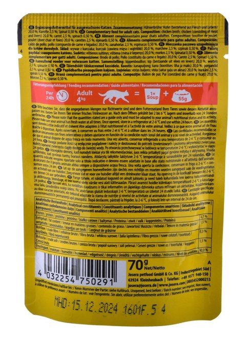 JOSERA Zupa kurczak z marchwią i szpinakiem - mokra karma dla kota - 70 g JOSERA Zupa kurczak z marchwią i szpinakiem - mokra karma dla kota - 70 g