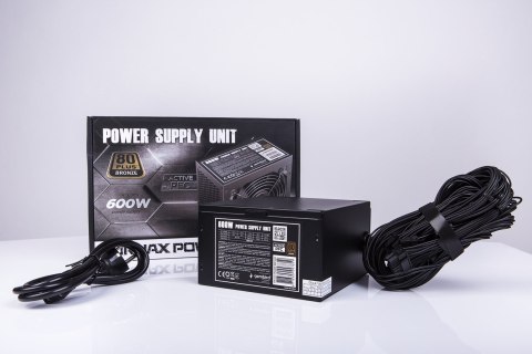 GEMBIRD ZASILACZ KOMPUTEROWY PSU80P-BBP-600 80+BRONZE ATX, 600W, AKTYWNE PFC, 12CM WENTYLATOR