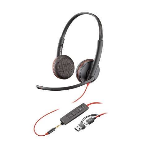 Poly Blackwire 3225 Stereo USB-C Headset +3.5mm Plug +USB-C/A Adapter (Bulk) 8X229A6