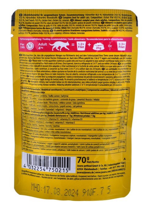 JOSERA Filet kurczak z wołowiną - mokra karma dla kota - 70 g JOSERA Filet kurczak z wołowiną - mokra karma dla kota - 70 g