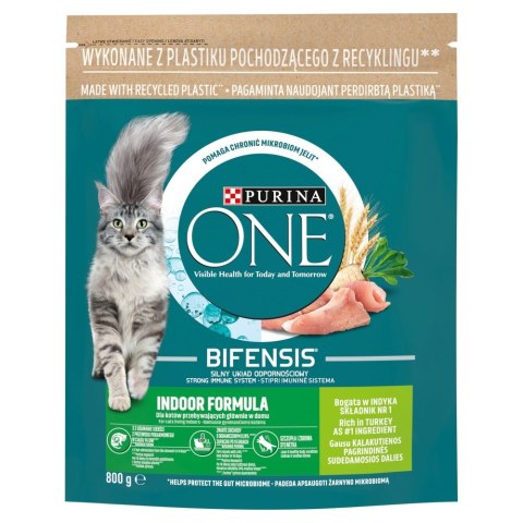 PURINA One Bifensis Adult Indoor Bogata w Indyka i Pełne Ziarna - sucha karma dla kota - 800 g