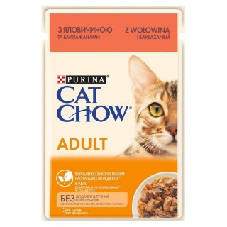 Purina CAT CHOW ADULT Wołowina i Bakłażan w galaretce - mokra karma dla kota - saszetka 85 g