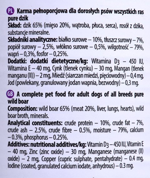 DOLINA NOTECI Premium Pure bogata w dziczyznę - mokra karma dla psa - 800 g DOLINA NOTECI Premium Pure bogata w dziczyznę - mokra karma dla psa - 800 g