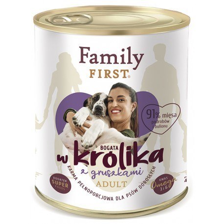 FamilyFirst Bogata w królika+gruszka adult 800g