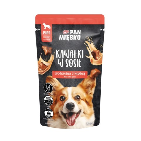PAN MIĘSKO Kawałki w sosie Wołowina z koziną (dorosły) - Karma mokra dla psa - 150g PAN MIĘSKO Kawałki w sosie Wołowina z koziną (dorosły) - Karma mokra dla psa - 150g