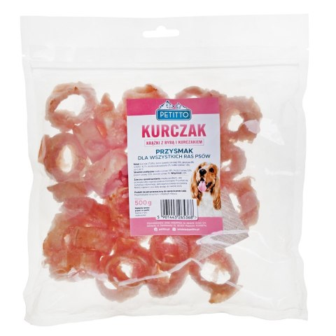 PETITTO Krążki z rybą i kurczakiem 500G PETITTO Krążki z rybą i kurczakiem 500G