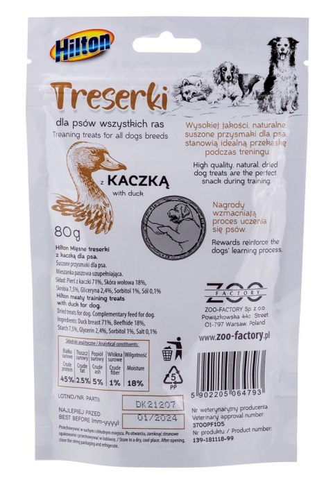 HILTON Treserki mięsne z kaczki - przysmak dla psa - 80 g HILTON Treserki mięsne z kaczki - przysmak dla psa - 80 g