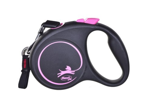 Smycz flexi automatyczna Black Design S taśma 5 m - dla psa do 15 kg, kolor różowy Smycz flexi automatyczna Black Design S taśma 5 m - dla psa do 15 kg, kolor różowy