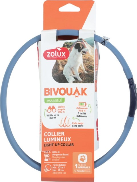 ZOLUX Obroża LED silikon BIVOUAK niebieska