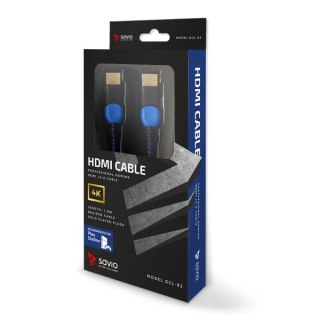 Kabel SAVIO GCL-02 (HDMI M - HDMI M; 1,8m; kolor czarno-niebieski)