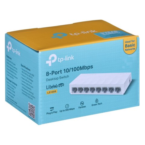 Switch TP-LINK TL-LS1008 Ilosc 8 portów RJ45 10/100 Mb/s (automatyczna negocjacja szybkości połączeń, automatyczne krosowanie Au Switch TP-LINK TL-LS1008 Ilosc 8 portów RJ45 10/100 Mb/s (automatyczna negocjacja szybkości połączeń, automatyczne krosowanie Au