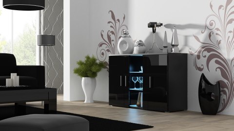Komoda 120cm SOHO S7 czarny/ czarny połysk Komoda 120cm SOHO S7 czarny/ czarny połysk