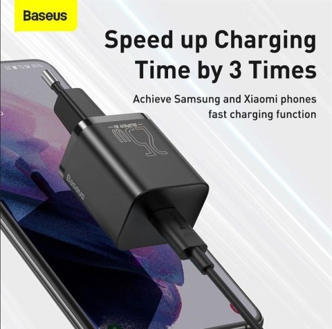 BASEUS ŁADOWARKA SIECIOWA Z KABLEM USB-C DO USB-C TZCCSUP-L01 SUPER SI 1C 25W CZARNA