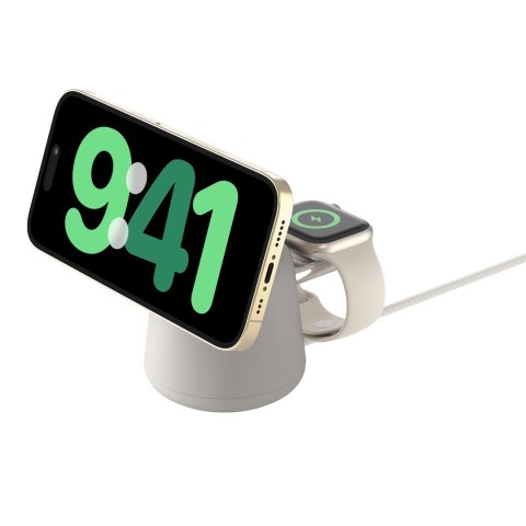 Ładowarka bezprzewodowa Belkin BoostCharge Pro 2-in-1 Wireless Charging Dock with MagSafe iPhone/Apple Watch 15W Sand Ładowarka bezprzewodowa Belkin BoostCharge Pro 2-in-1 Wireless Charging Dock with MagSafe iPhone/Apple Watch 15W Sand