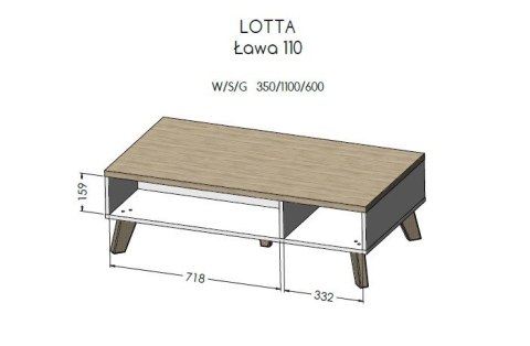 Ława LOTTA 110 biały+ dąb sonoma