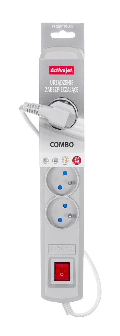 Listwa przeciwprzepięciowa Activejet 5gn/1,5m/cz (10A; 2300W) 1,5m; kolor szary Listwa przeciwprzepięciowa Activejet 5gn/1,5m/cz (10A; 2300W) 1,5m; kolor szary