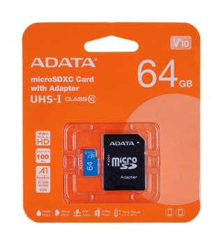 Karta pamięci ADATA PREMIER AUSDX64GUICL10A1-RA1 (64GB; Class 10; Adapter)