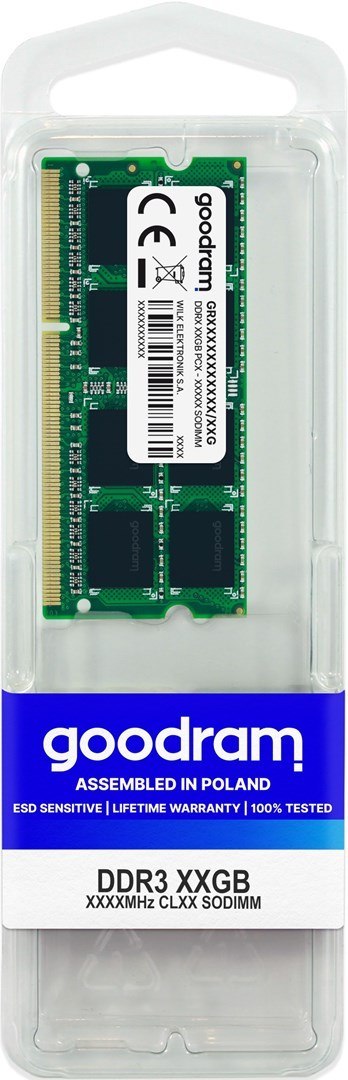 Pamięć GoodRam GR1600S3V64L11/8G (DDR3 SO-DIMM; 1 x 8 GB; 1600 MHz; CL11)