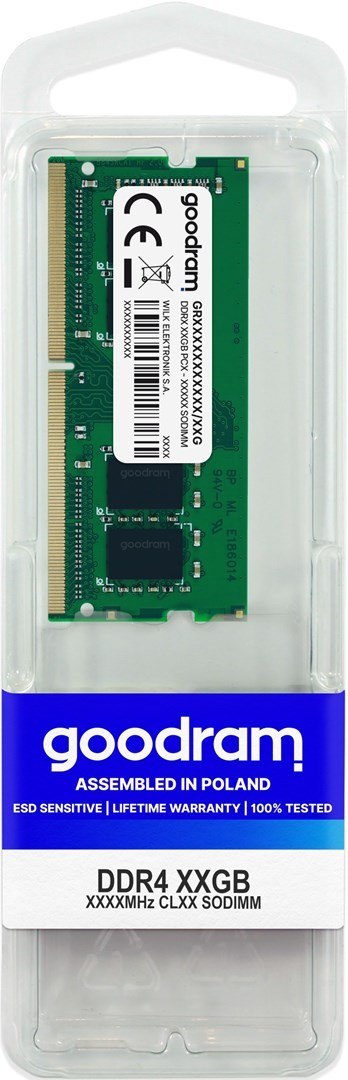Pamięć GoodRam GR2666S464L19S/4G (DDR4 SO-DIMM; 1 x 4 GB; 2666 MHz; CL19) Pamięć GoodRam GR2666S464L19S/4G (DDR4 SO-DIMM; 1 x 4 GB; 2666 MHz; CL19)