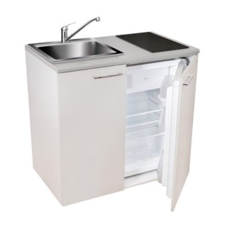 Minikuchnia zestaw AGD 4w1 MPM SMK-03 płyta indukcyjna, lodówka, szafka i zlew inox