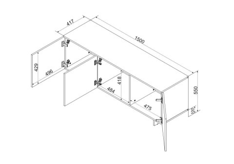 Szafka RTV 3D ALMA 150x41,5xH55 kaszmir